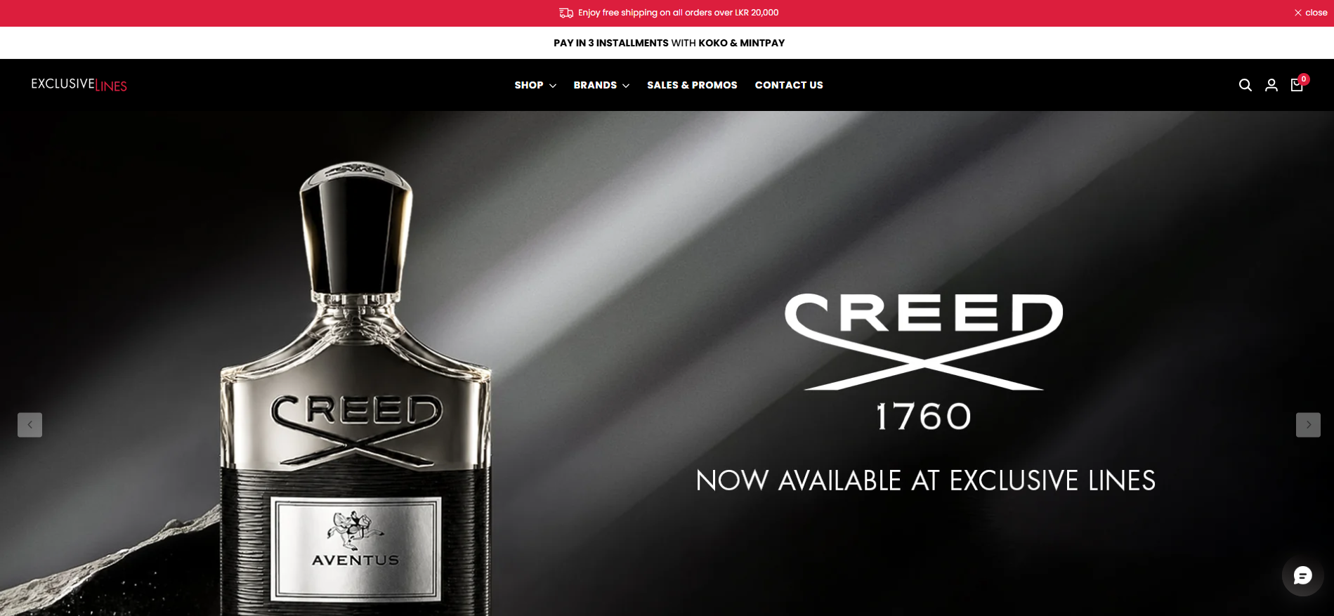 Exclusive Lines Shopify eCommerce storefront featuring its fragrance collection — AccelAsia migration case study
